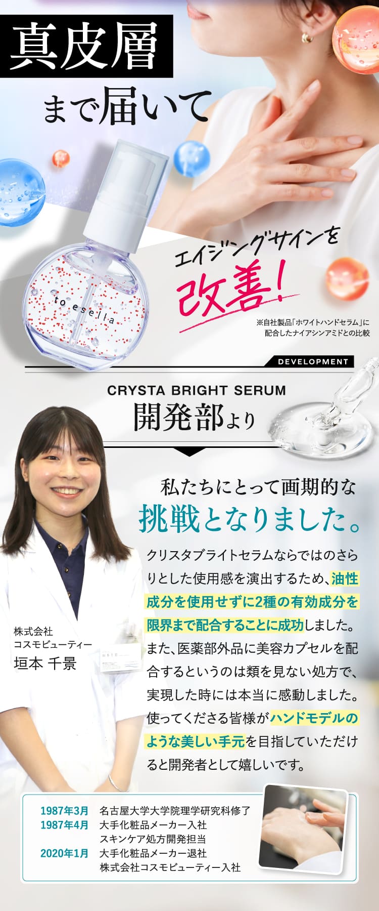 真皮層まで届いてエイジングサインを改善