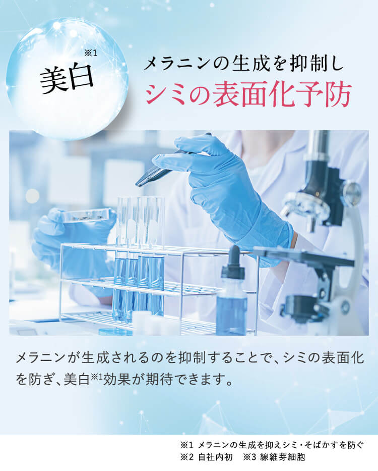 メラニン受け渡しを抑制しシミの表面化予防の試験に成功