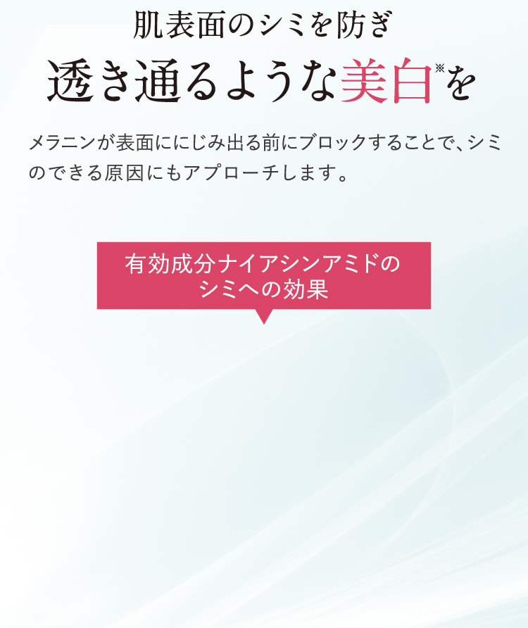 肌表面の色素沈着を防ぎ透き通るような美白を