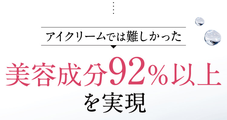 アイクリームでは難しかった美容成分92％以上を実現