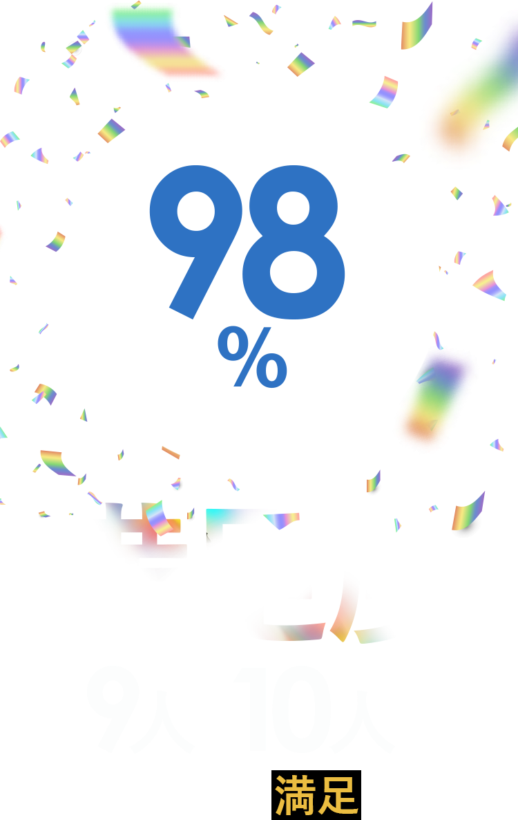 9人/10人が使用感に対して満足と回答