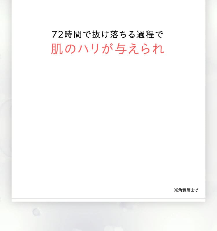 72時間で抜け落ちる過程で肌のハリが与えられ