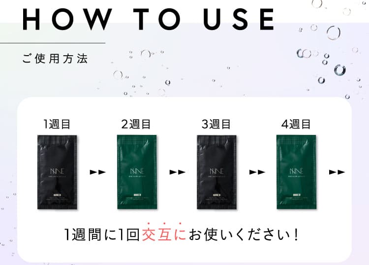 HOW TO USE 1週間に1回交互にお使いください！